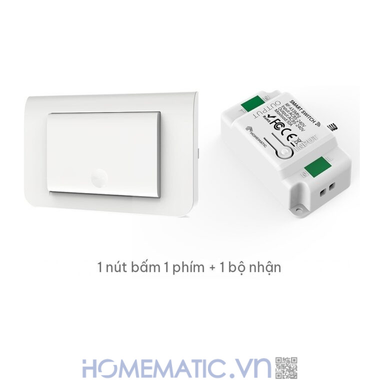 Công tắc không dây không dùng pin WHK01-RB4 bộ 1 nút bấm 1 phím