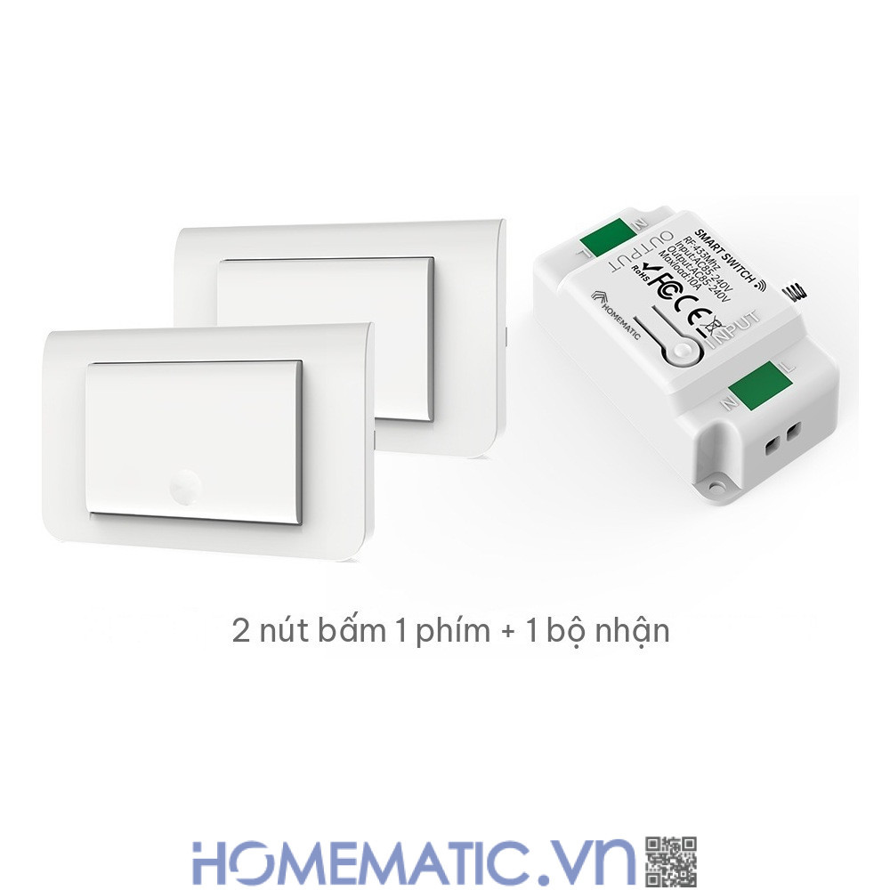 Công tắc không dây không dùng pin WHK01-RB4 bộ 2 nút bấm bật 1 đèn