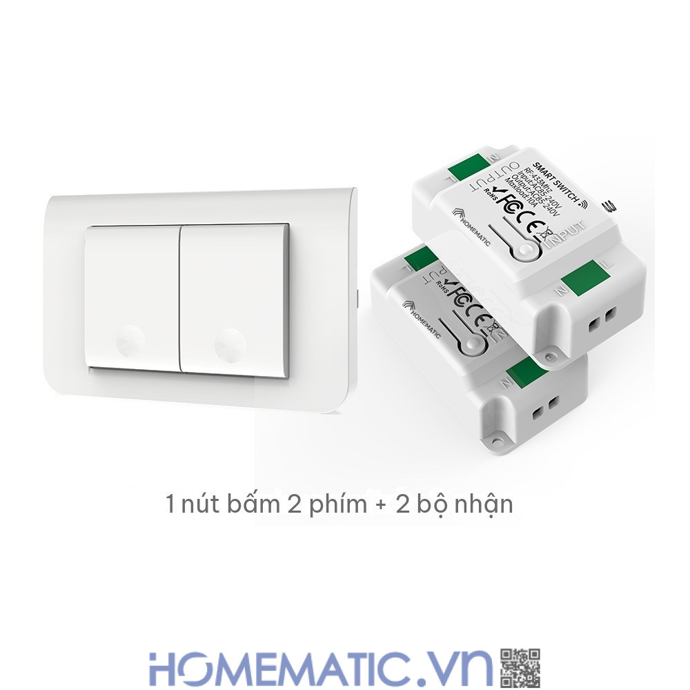 Công tắc không dây không dùng pin WHK01-RB4 bộ 1 nút bấm 2 phím