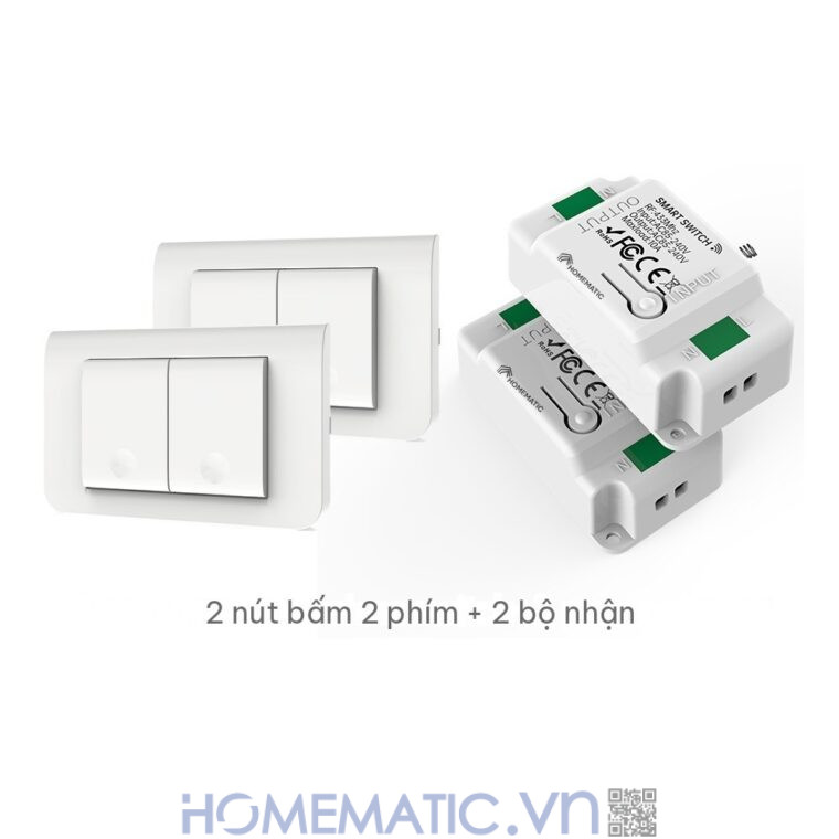 Công tắc không dây không dùng pin WHK01-RB4 bộ 2 nút bấm 2 phím
