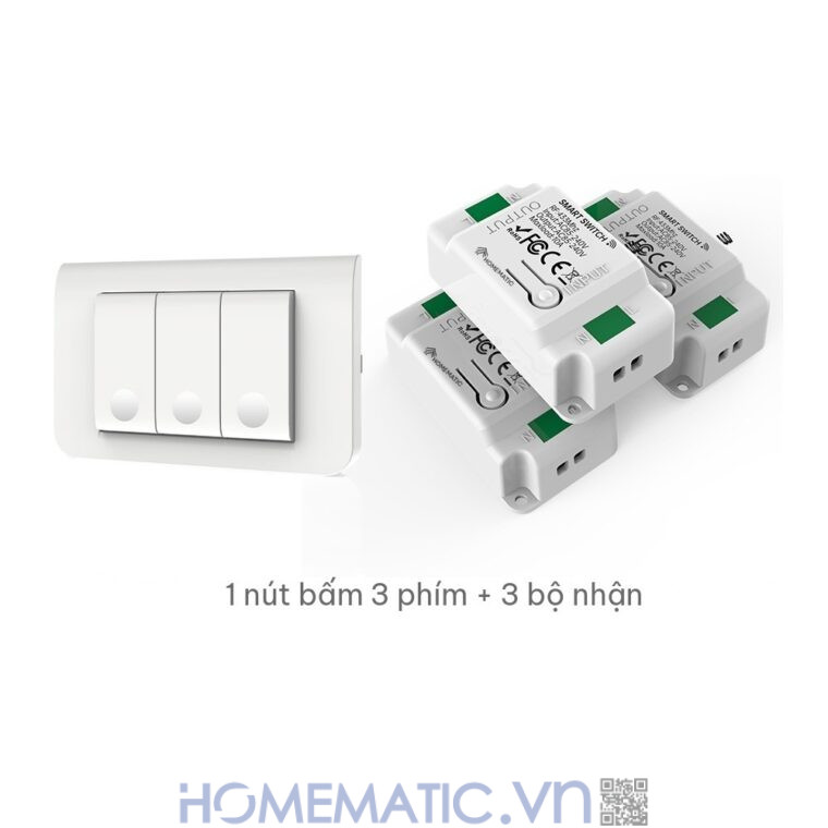 Công tắc không dây không dùng pin WHK01-RB4 bộ 1 nút bấm 3 phím