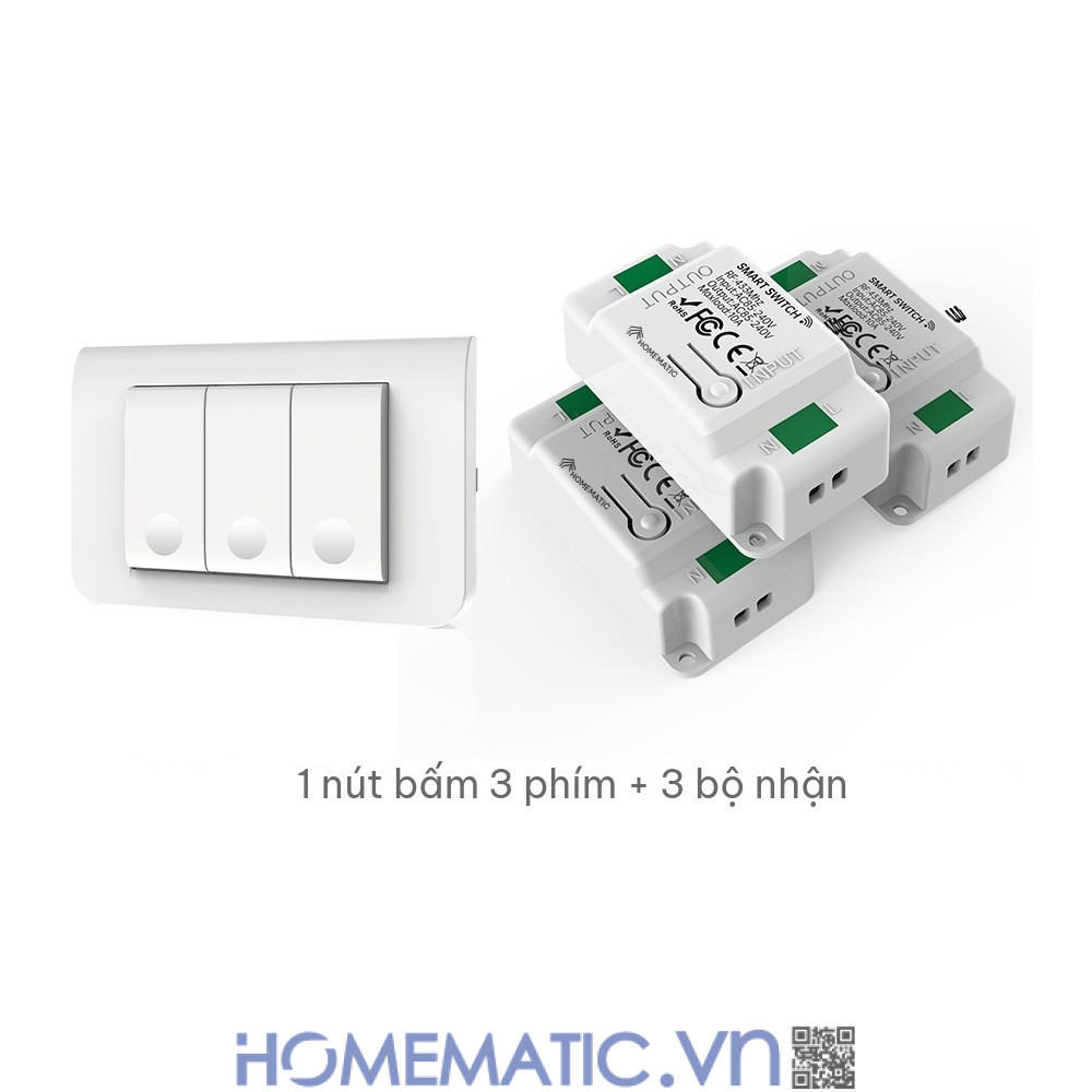 Công tắc không dây không dùng pin WHK01-RB4 bộ 1 nút bấm 3 phím