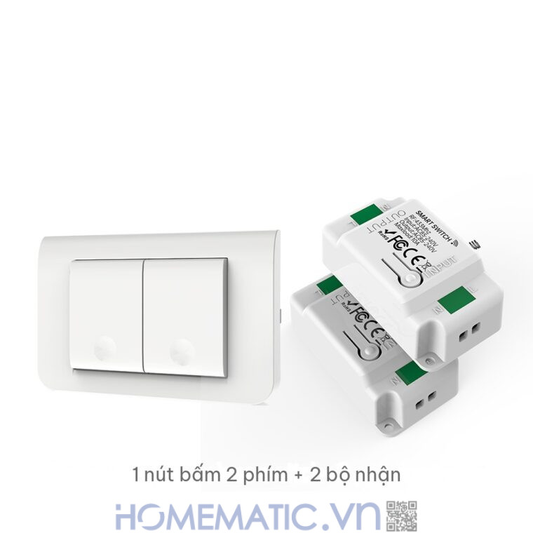 Công tắc không dây không dùng pin WHK01-RB4 bộ 1 nút bấm 2 phím