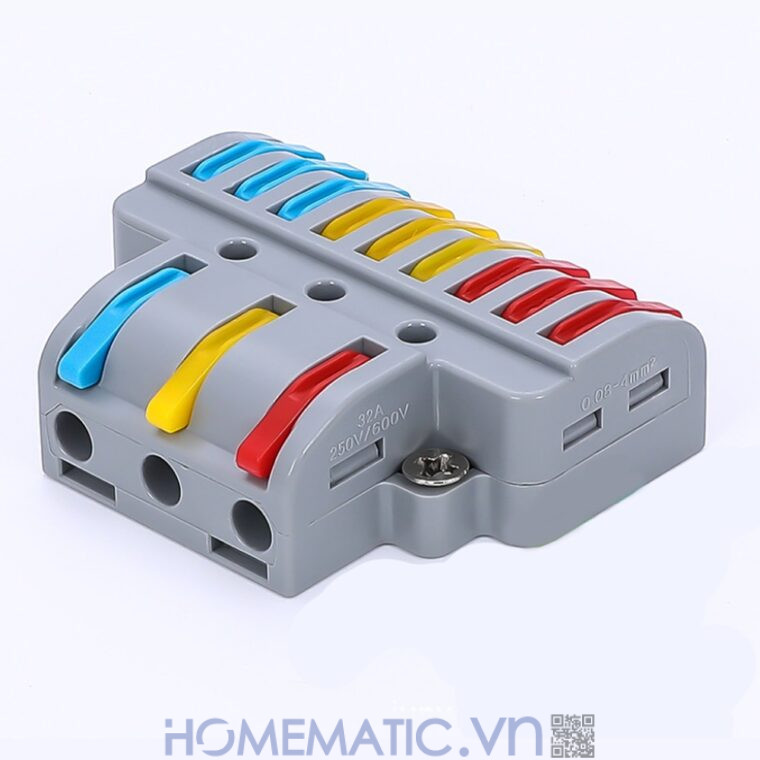 Cút nối đầu nối dây điện nhanh 3 cổng ra 9 KV774-3P9 đầu vào 3 dây