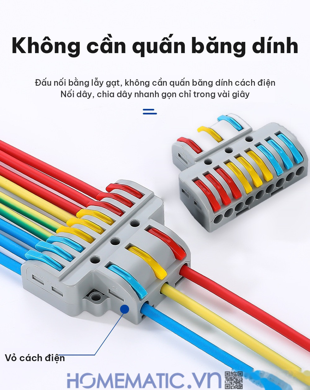 Cút nối đầu nối dây điện nhanh 3 cổng ra 9 KV774-3P9 đấu nối không cần băng dính