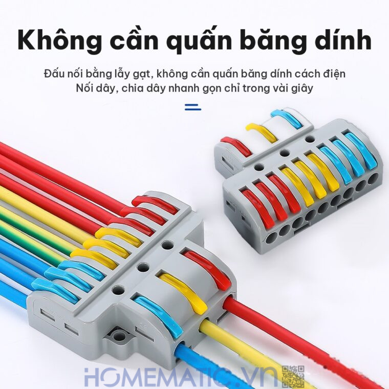 Cút nối đầu nối dây điện nhanh 3 cổng ra 9 KV774-3P9 không cần quấn băng dính