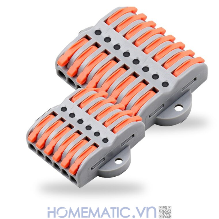 Cút nối đầu nối nhanh dây điện 6, 8 cổng có lỗ vít KV2232 bản 6 cổng và 8 cổng