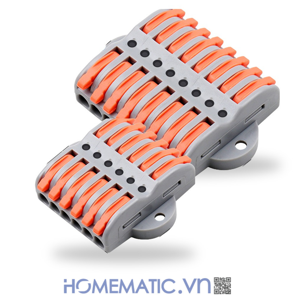 Cút nối đầu nối nhanh dây điện 6, 8 cổng có lỗ vít KV2232 bản 6 cổng và 8 cổng