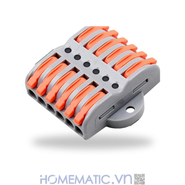 Cút nối đầu nối nhanh dây điện 6, 8 cổng có lỗ vít KV2232 6 cổng KV2232-6P6