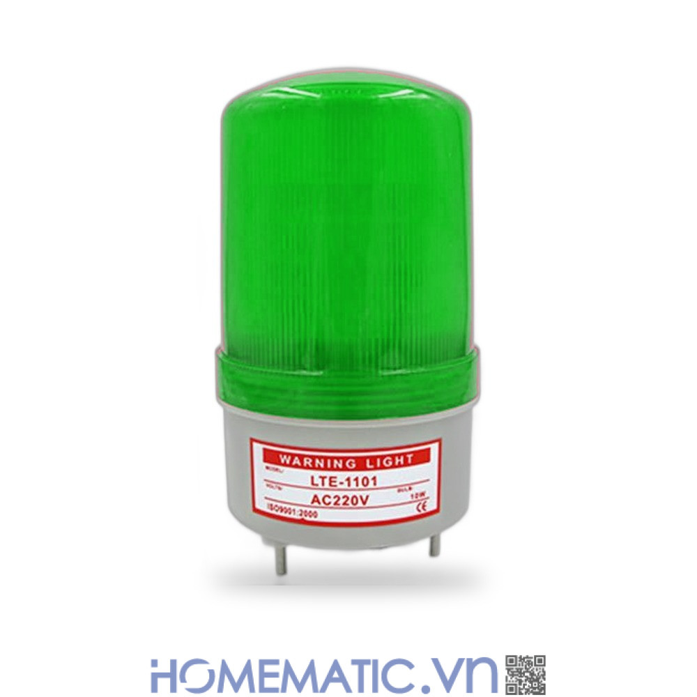 Đèn xoay báo động 220v có còi LTE-1101J màu xanh lá