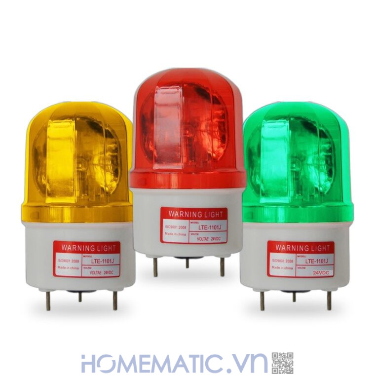 Đèn xoay báo động 24V có còi LTE-1101J 3 màu đỏ vàng xanh lá