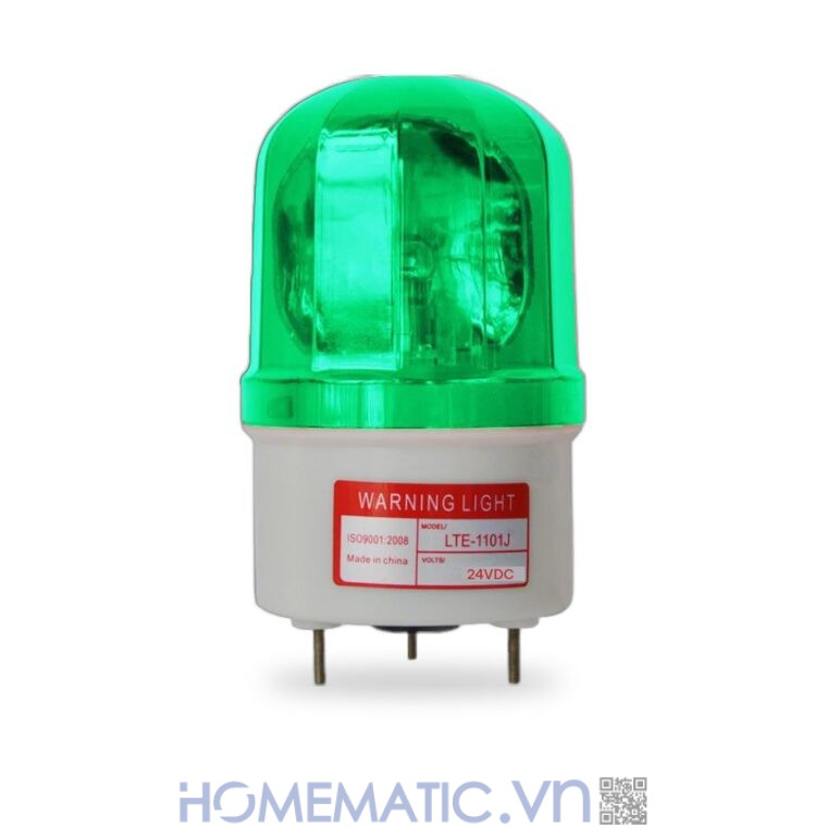 Đèn xoay báo động 24V có còi LTE-1101J màu xanh lá