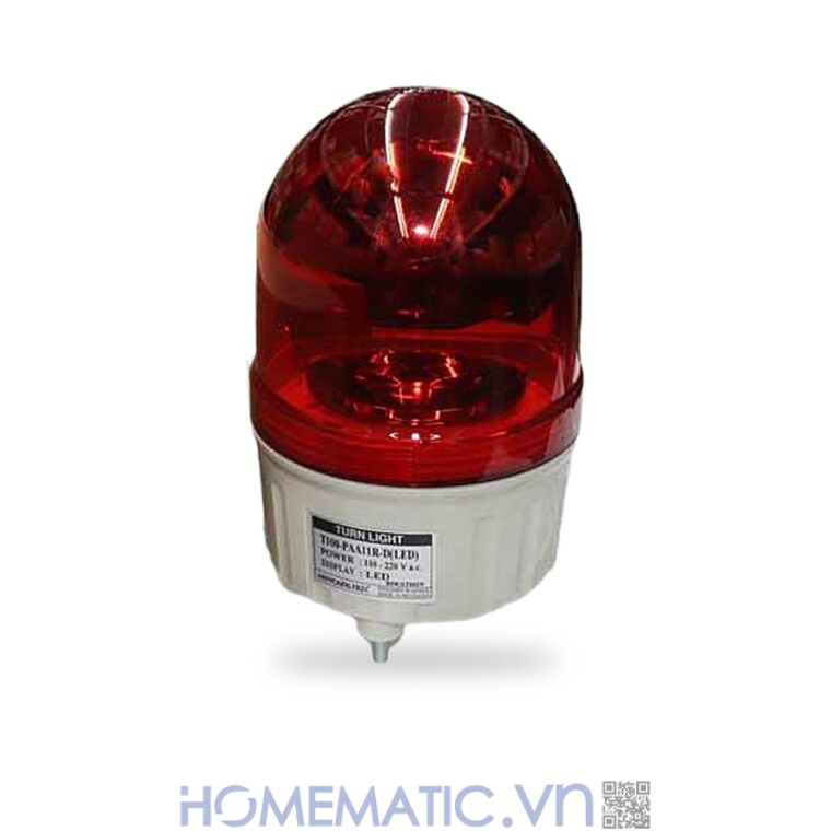 Đèn xoay cảnh báo Hanyoung T100 220V có còi nắp vòm màu đỏ Đèn xoay cảnh báo Hanyoung T100 220V có còi nắp vòm màu đỏ