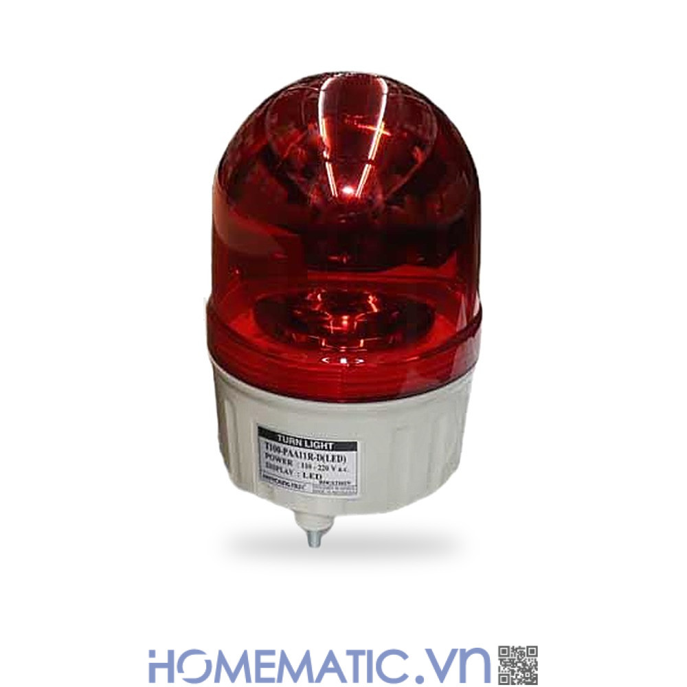 Đèn xoay cảnh báo Hanyoung T100 220V có còi nắp vòm màu đỏ