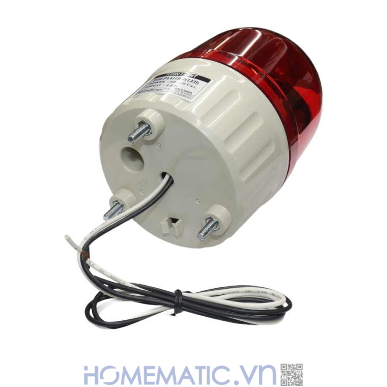 Đèn xoay cảnh báo Hanyoung T100 220V có còi mặt sau 3 bu lông M5 và dây đấu nối