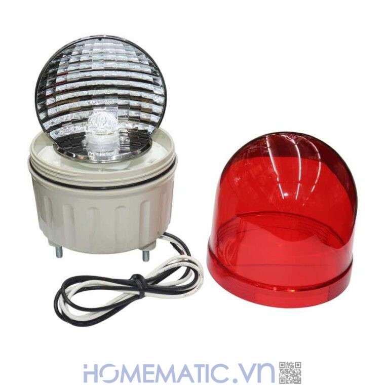 Đèn xoay cảnh báo Hanyoung T100 220V có còi bóng LED và chóa phản quang bên trong Đèn xoay cảnh báo Hanyoung T100 220V có còi bóng LED và chóa phản quang bên trong