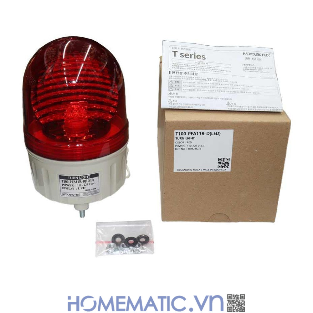 Đèn xoay cảnh báo Hanyoung T100 220V có còi trọn bộ sản phẩm Đèn xoay cảnh báo Hanyoung T100 220V có còi trọn bộ sản phẩm