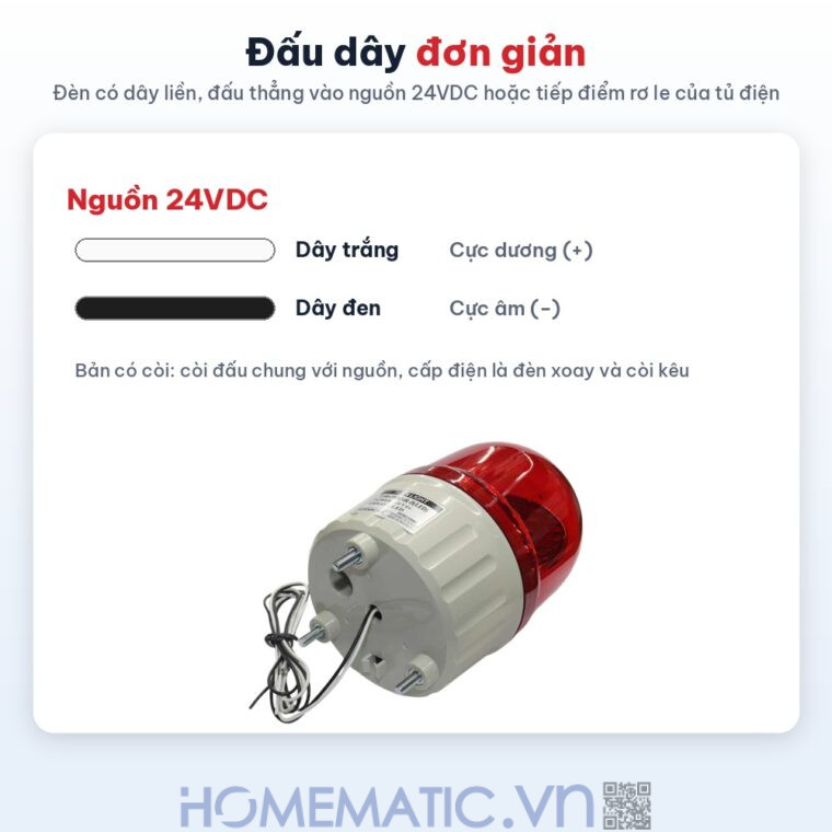 Đèn xoay cảnh báo Hanyoung T100 24VDC có còi cách đấu dây Đèn xoay cảnh báo Hanyoung T100 24VDC có còi cách đấu dây