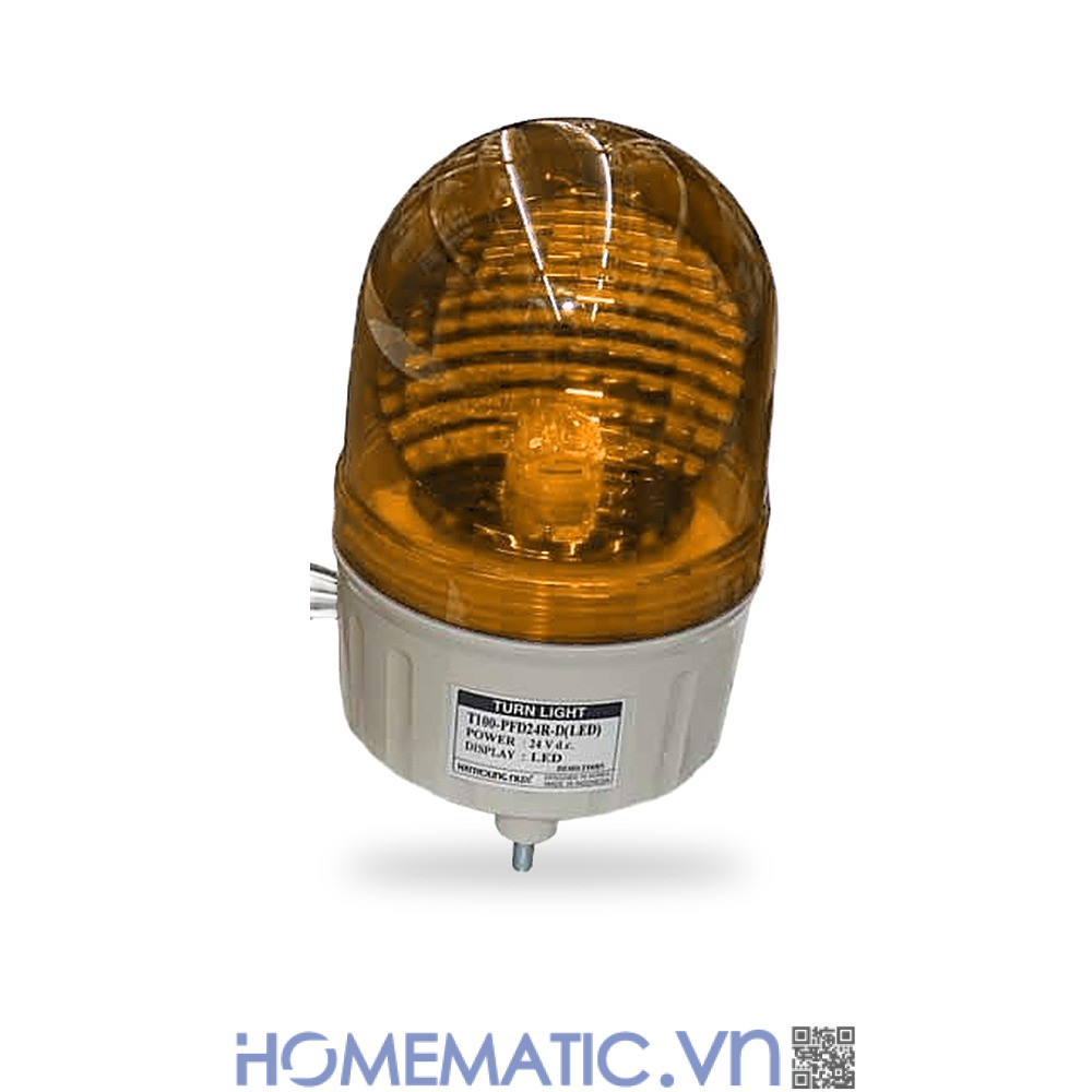 Đèn xoay cảnh báo Hanyoung T100 24VDC có còi nắp vòm màu vàng