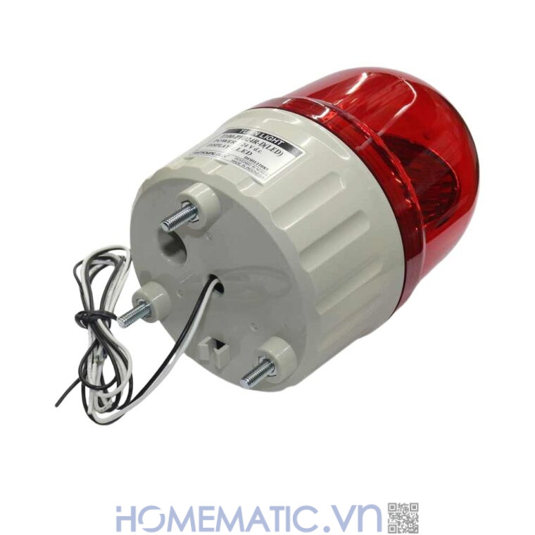 Đèn xoay cảnh báo Hanyoung T100 24VDC có còi mặt sau 3 bu lông M5 và dây đấu nối