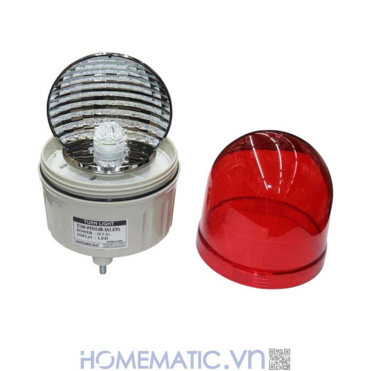 Đèn xoay cảnh báo Hanyoung T100 24VDC có còi bóng LED và chóa phản quang bên trong Đèn xoay cảnh báo Hanyoung T100 24VDC có còi bóng LED và chóa phản quang bên trong