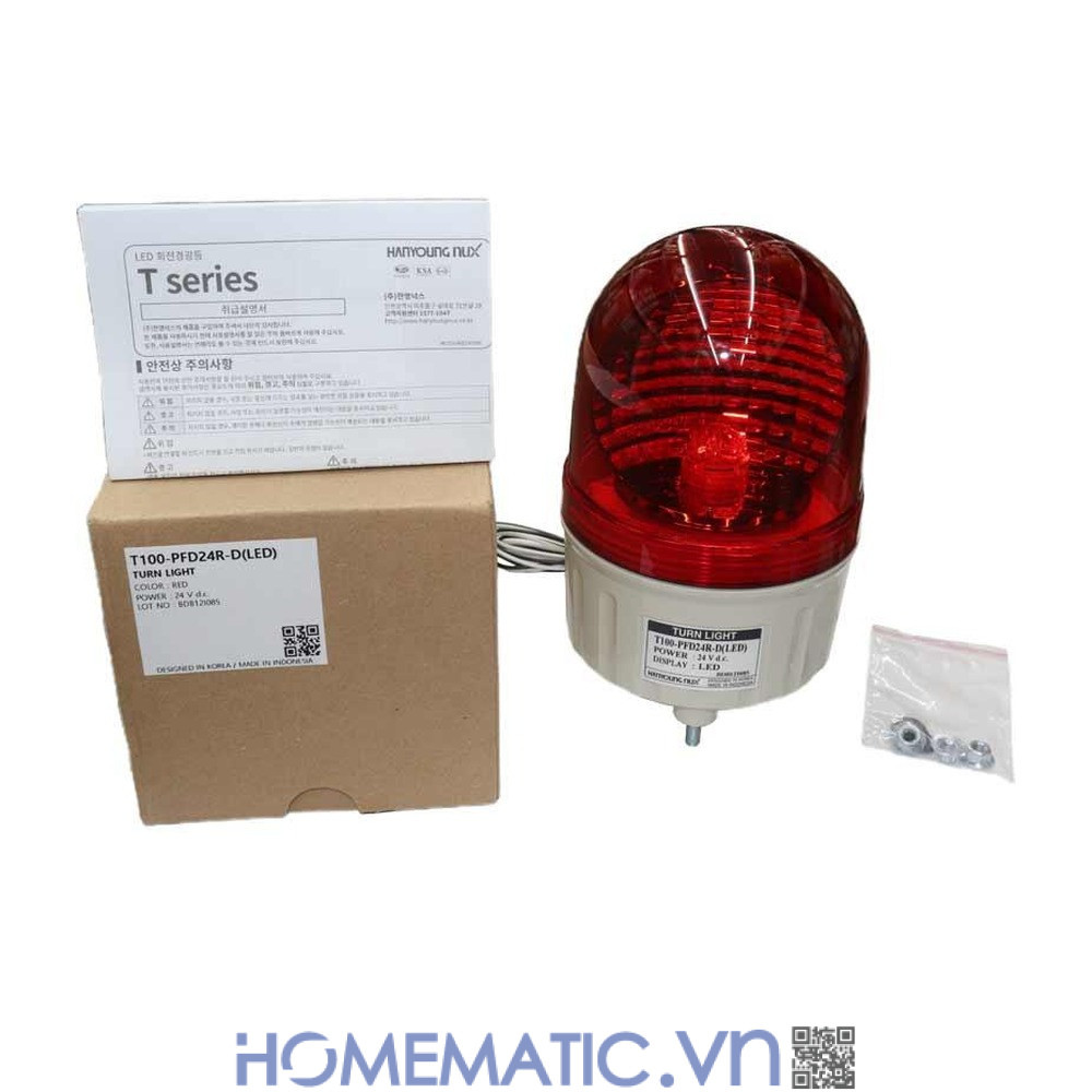 Đèn xoay cảnh báo Hanyoung T100 24VDC có còi trọn bộ sản phẩm Đèn xoay cảnh báo Hanyoung T100 24VDC có còi trọn bộ sản phẩm