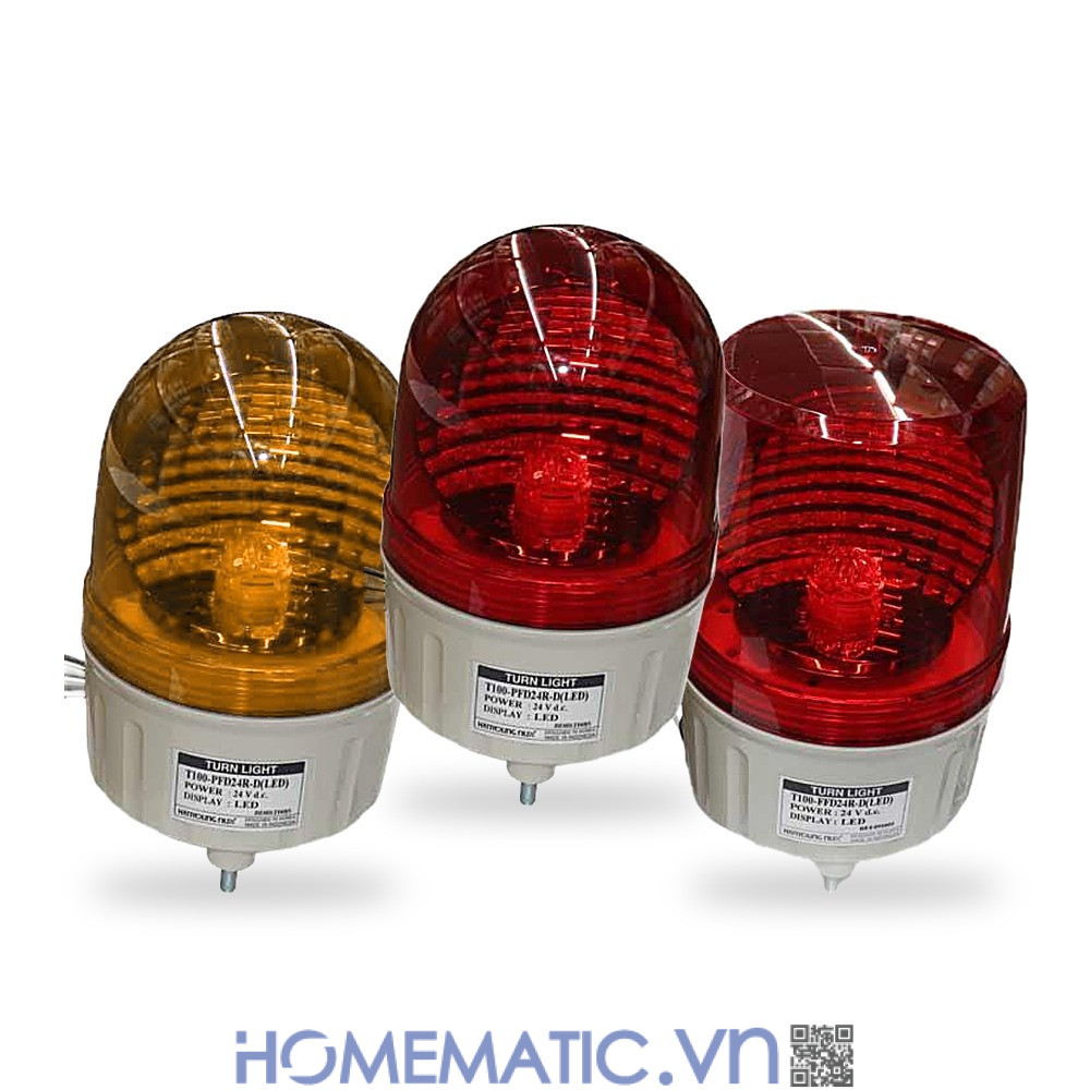 Đèn xoay cảnh báo Hanyoung T100 24VDC có còi các phiên bản nắp vòm, nắp phẳng