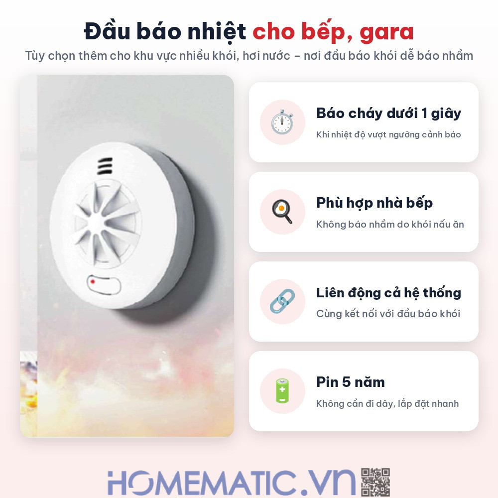 Hệ thống báo cháy không dây wifi gia đình Safefire SFX hỗ trợ đầu báo chuỗi liên hoàn đầu báo nhiệt cho bếp gara Hệ thống báo cháy không dây wifi gia đình Safefire SFX hỗ trợ đầu báo chuỗi liên hoàn đầu báo nhiệt cho bếp gara